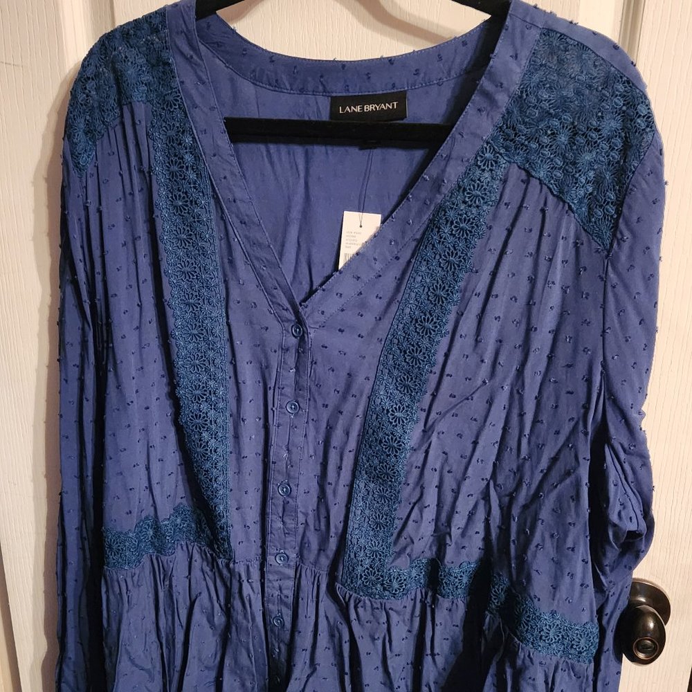 Lane Bryant Teal dressy top Plus size 26 NWT